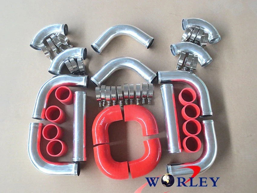 2.25" Red Aluminum Universal Intercooler Turbo Piping for Car