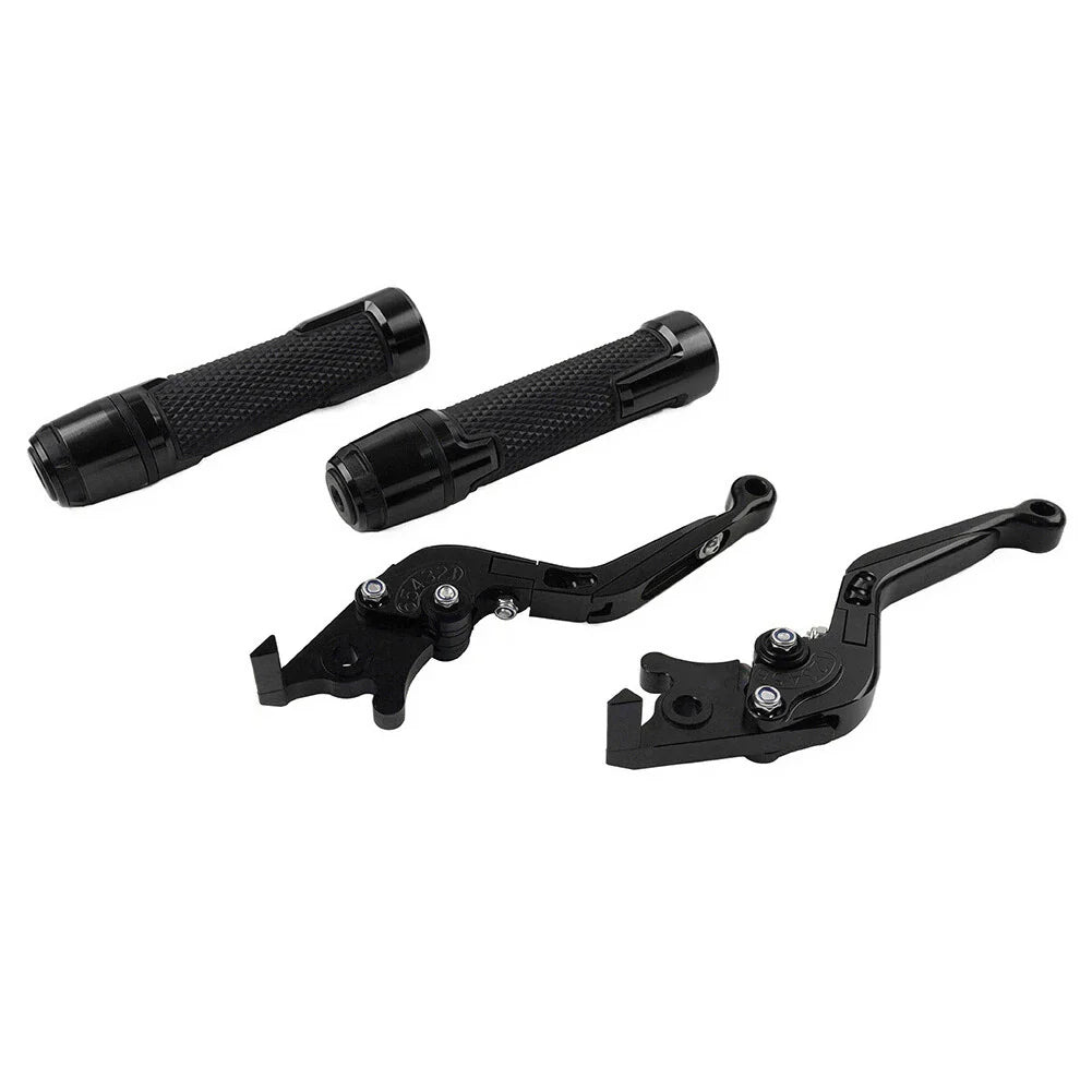 Black Extendable Brake Clutch Levers Grips Set for Suzuki DL1000 (2002-2023)