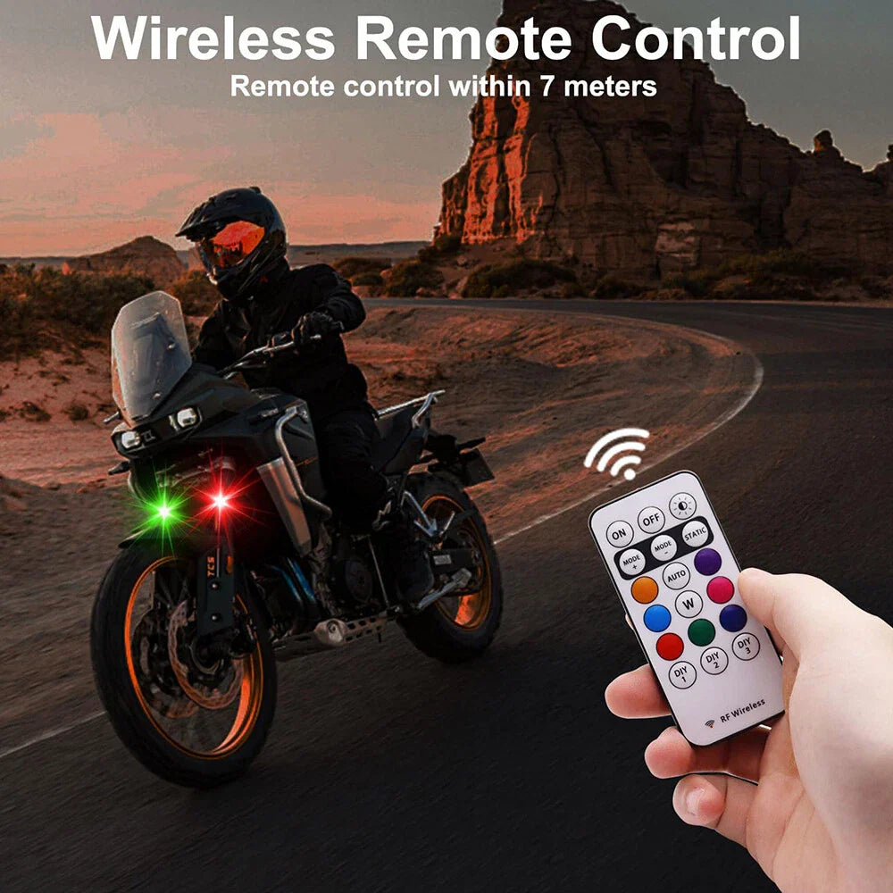 4 x Wireless LED Strobe Lights with Remote for Motorcycle Drone