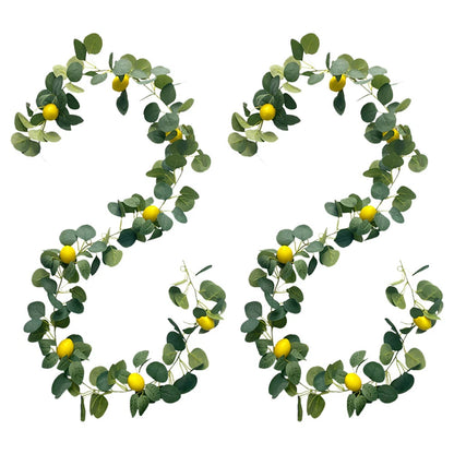 6.4Ft Artificial Lemon Garland Vine Wreath for Door & Kitchen Decor