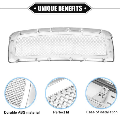 Front Grille Assembly for Dodge Ram 1500 Chrome Silver Tone (2009-2010)