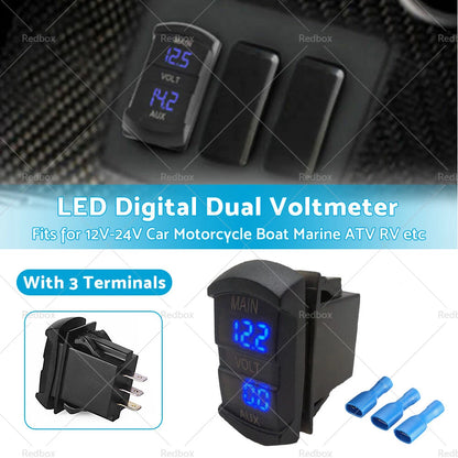 12V-24V Dual Voltmeter LED Digital Battery Monitor for Car Boat Marine Gauge