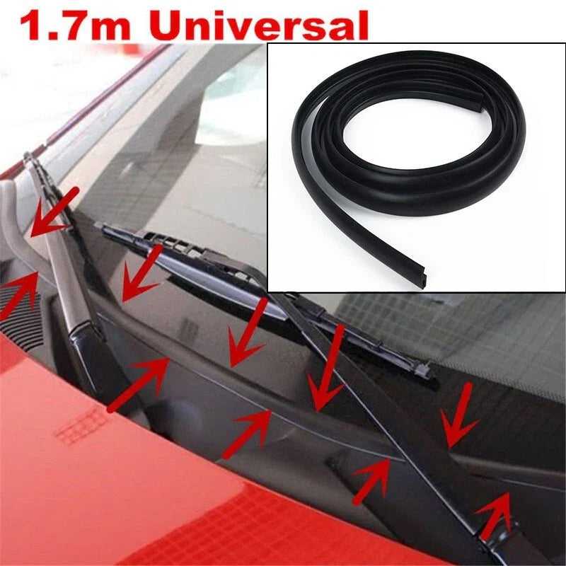 Protective Rubber Strip for Black Car Front Windshield Panel Decor Trim