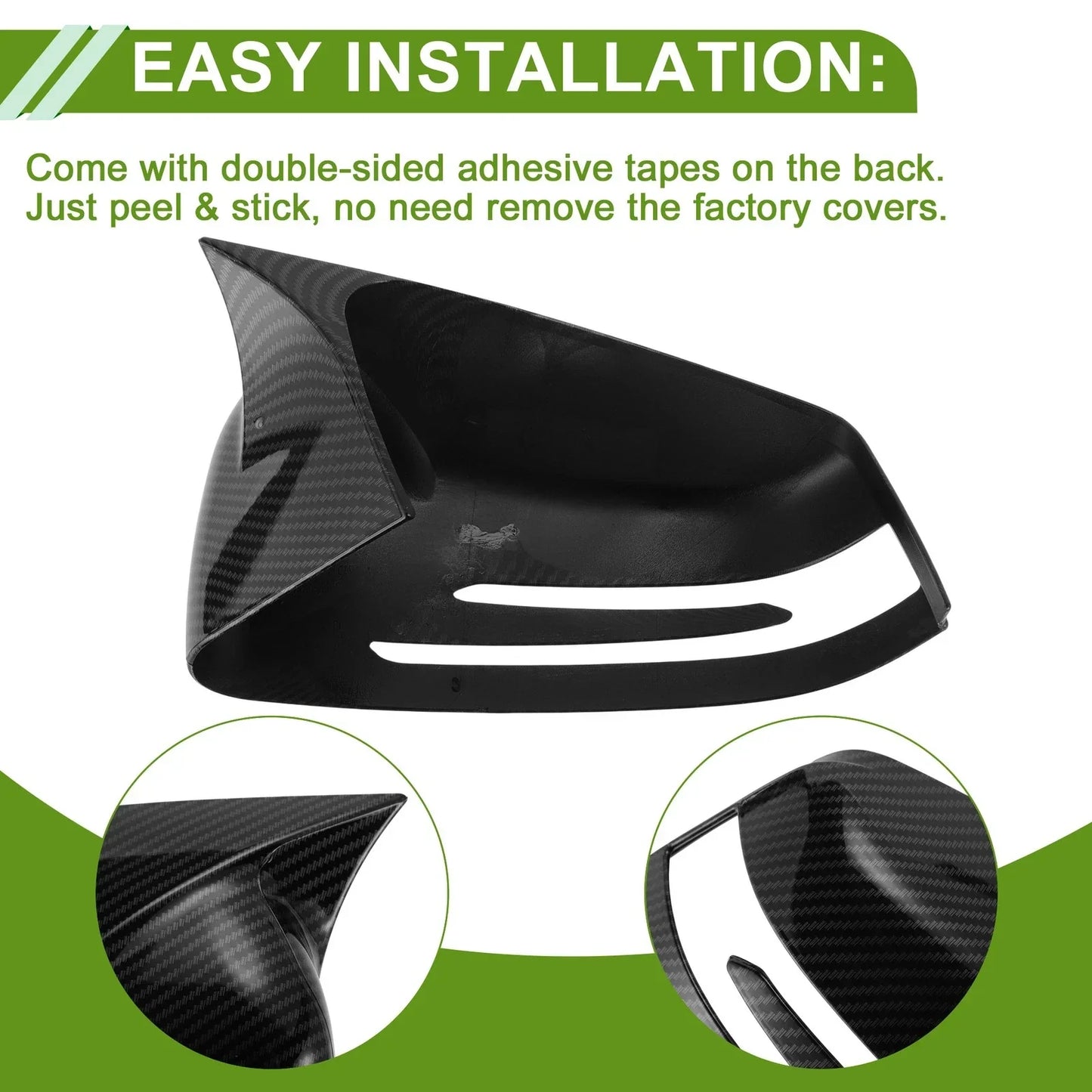 Mirror Cover Cap Replacement Black for Mercedes-Benz A-Class W176 (2012-2017)