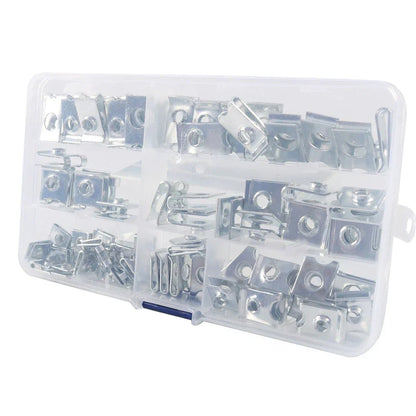 80pcs U-Type Clip Nut Fasteners for Car Bumper Fender Trim Panel
