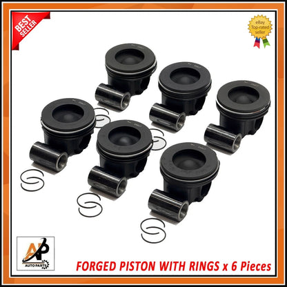 6 Pc Forged Piston with Rings for Land Rover 3.0 D300 Diesel (2018–2022)