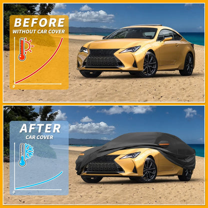 Waterproof All Weather Car Cover for Lexus RC (2015-2023) - Black 190T-PU