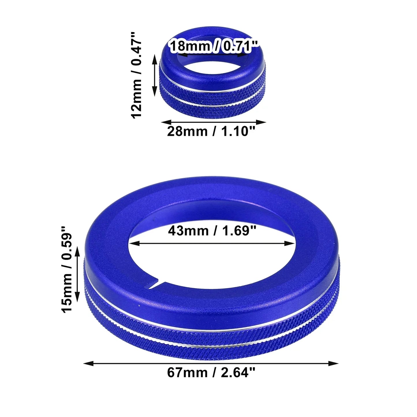 4 x Blue Aluminum Alloy Center Control Ring Knob Covers for Chevrolet Camaro