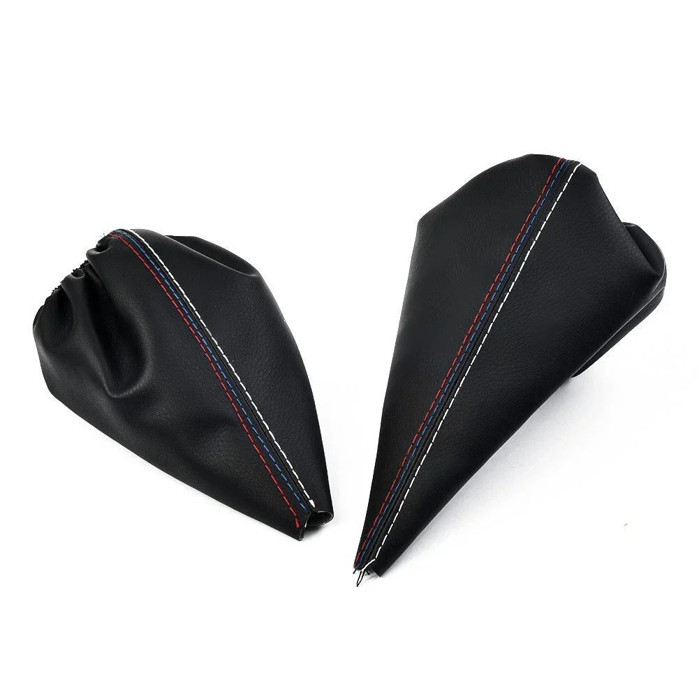 Set Gear Shift Knob and Handbrake Gaiter Black PU Leather for 3 Series E36