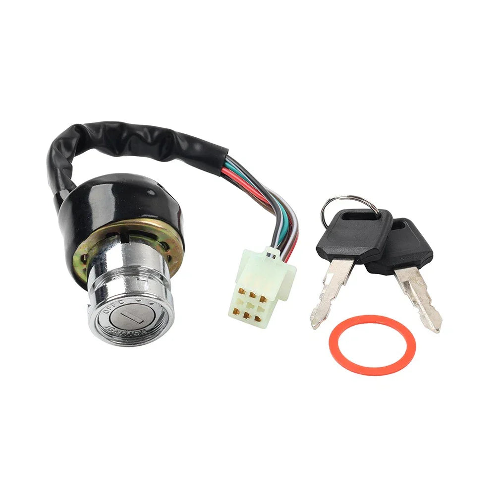 6Pin 6 Wire Ignition Barrel Switch + 2 Keys for Motorcycle Scooter Quad Dirt Bike