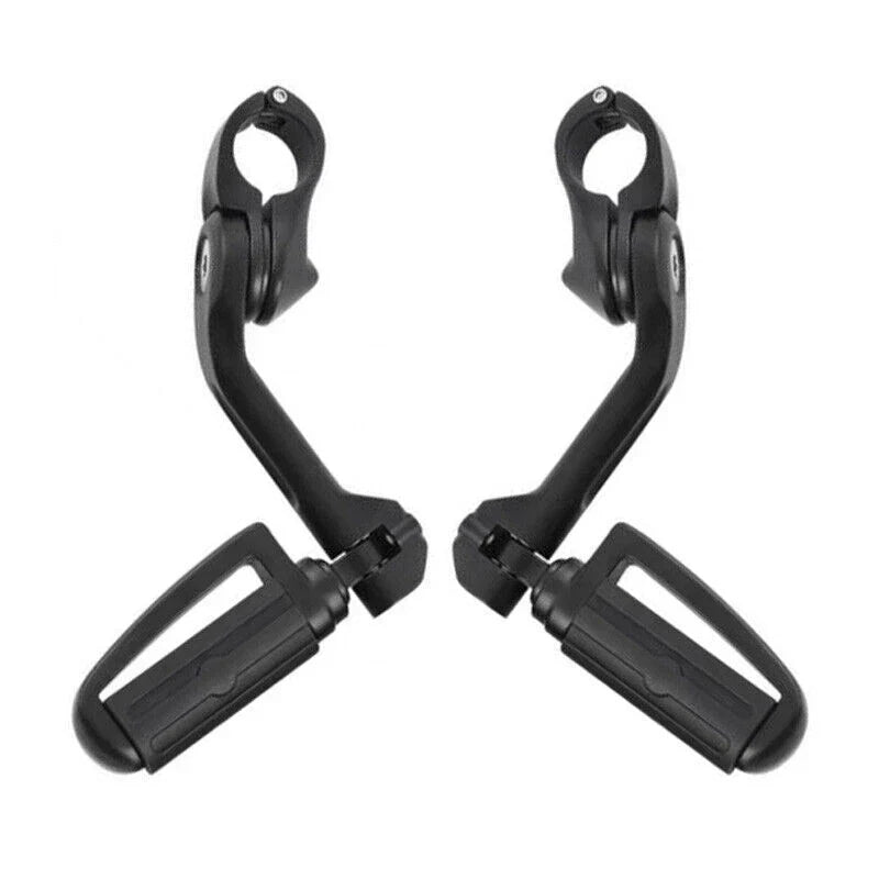 1 1/4 in Highway Bar Footpegs Long Angled Mount Kit for Motorcycle Matte Black