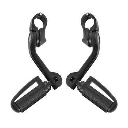 1 1/4 in Highway Bar Footpegs Long Angled Mount Kit for Motorcycle Matte Black