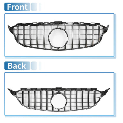Front Upper Bumper Grille for Mercedes-Benz C300 (2015-2020) Black Chrome