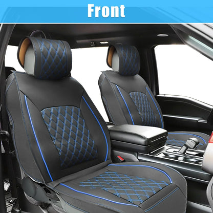 Front Seat Covers for Dodge Ram 2009-2023 Black Blue 2 x Cushion Covers