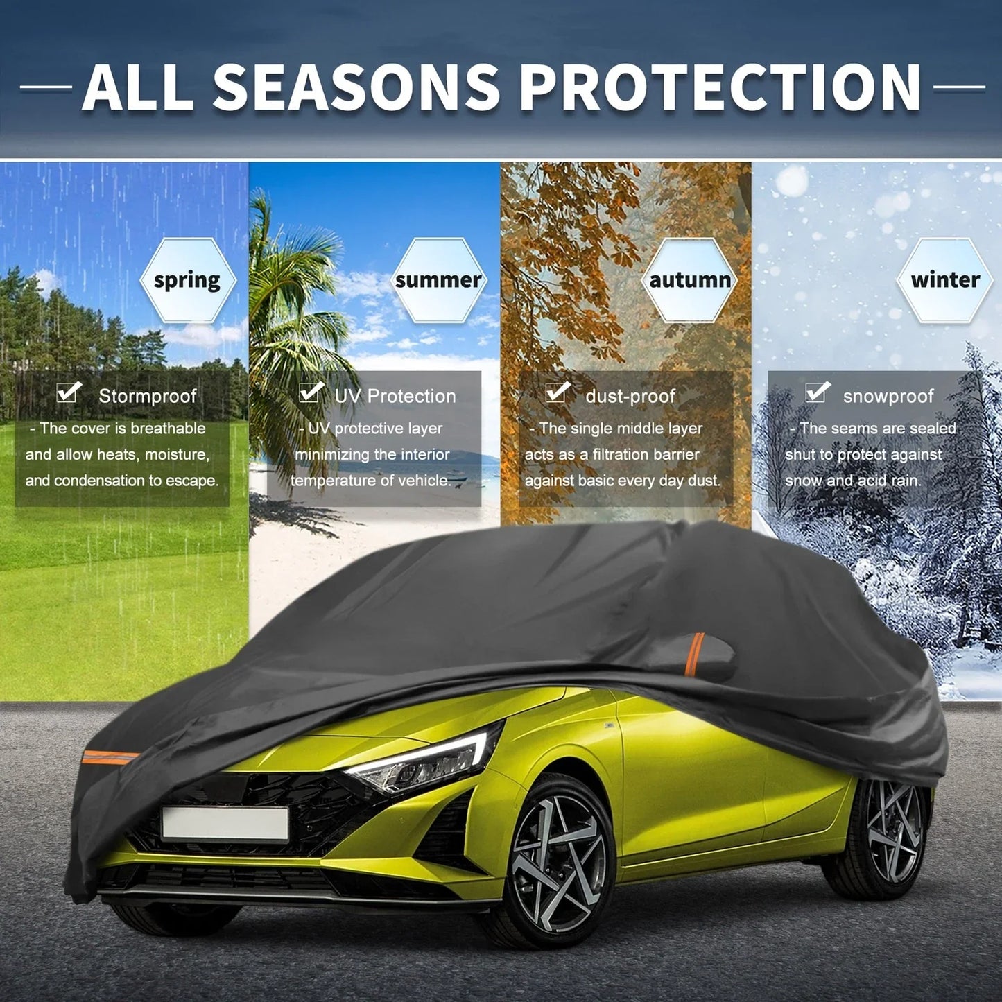 Waterproof PEVA Cotton Car Cover for Hyundai i20 (2014-2021) with Zipper