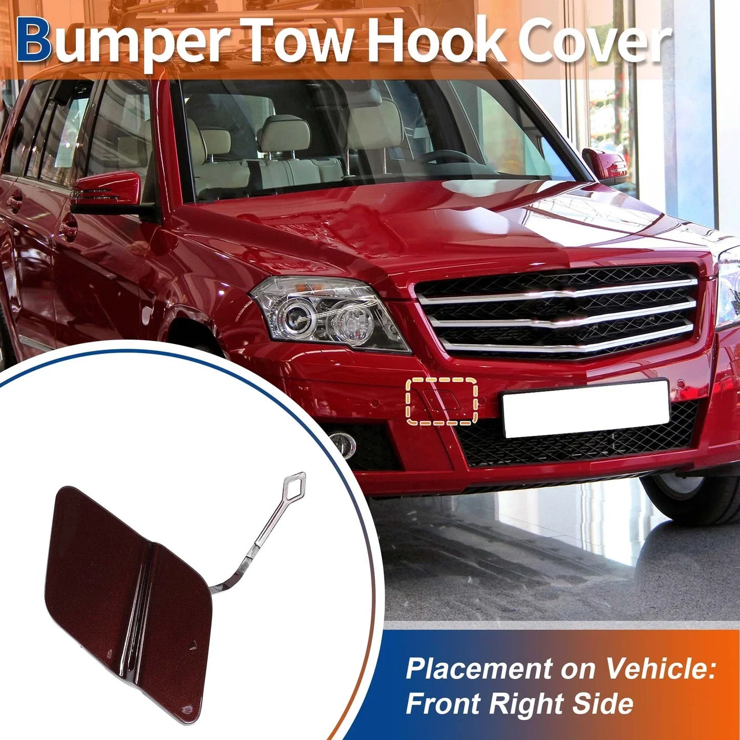 Front Car Bumper Tow Hook Cover for Mercedes-Benz GLK350 (2010-2015) Red