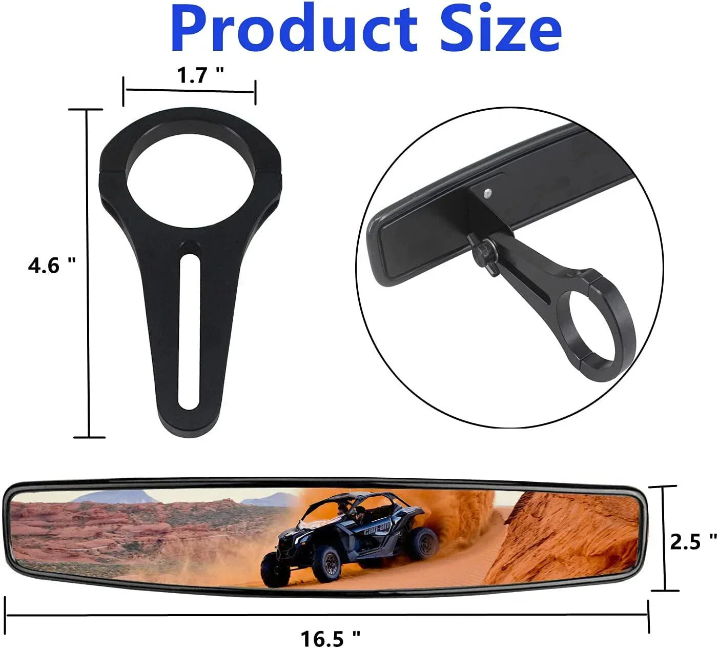 Black Rear View Mirrors for Polaris RZR 1000 (2014-2023)