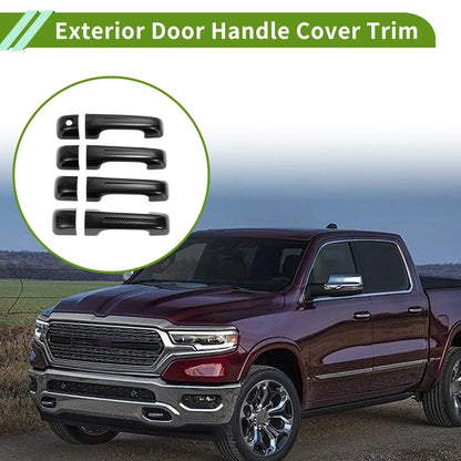 Exterior Door Handle Cover Trim for Dodge Ram 1500 (2019-2024) Carbon Fiber Black