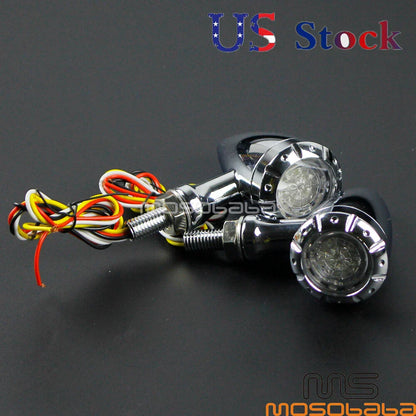 Chrome Bullet LED Brake Running Turn Signal Lights for Harley Dyna (2006-2023)