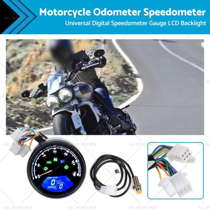 Digital Motorcycle Odometer Speedometer Tachometer Gauge LCD Backlight