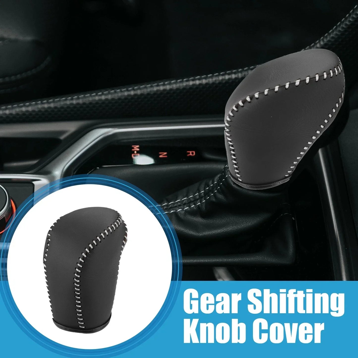 Gear Shifting Knob Cover for Honda Accord 2018-2022 Black Gray Stitches