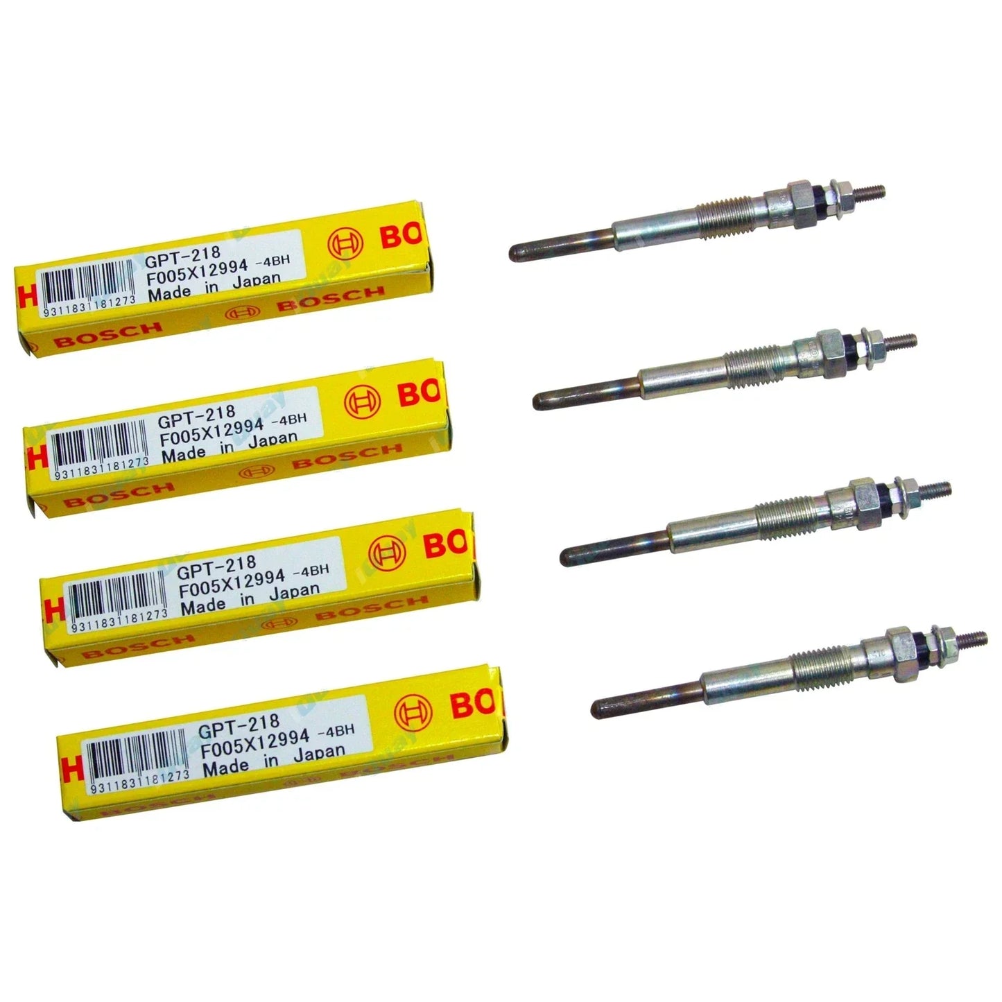 4 Bosch Diesel Glow Plugs for Landcruiser BJ42 4cyl 3B (Red 3.4L 12V 1981~84