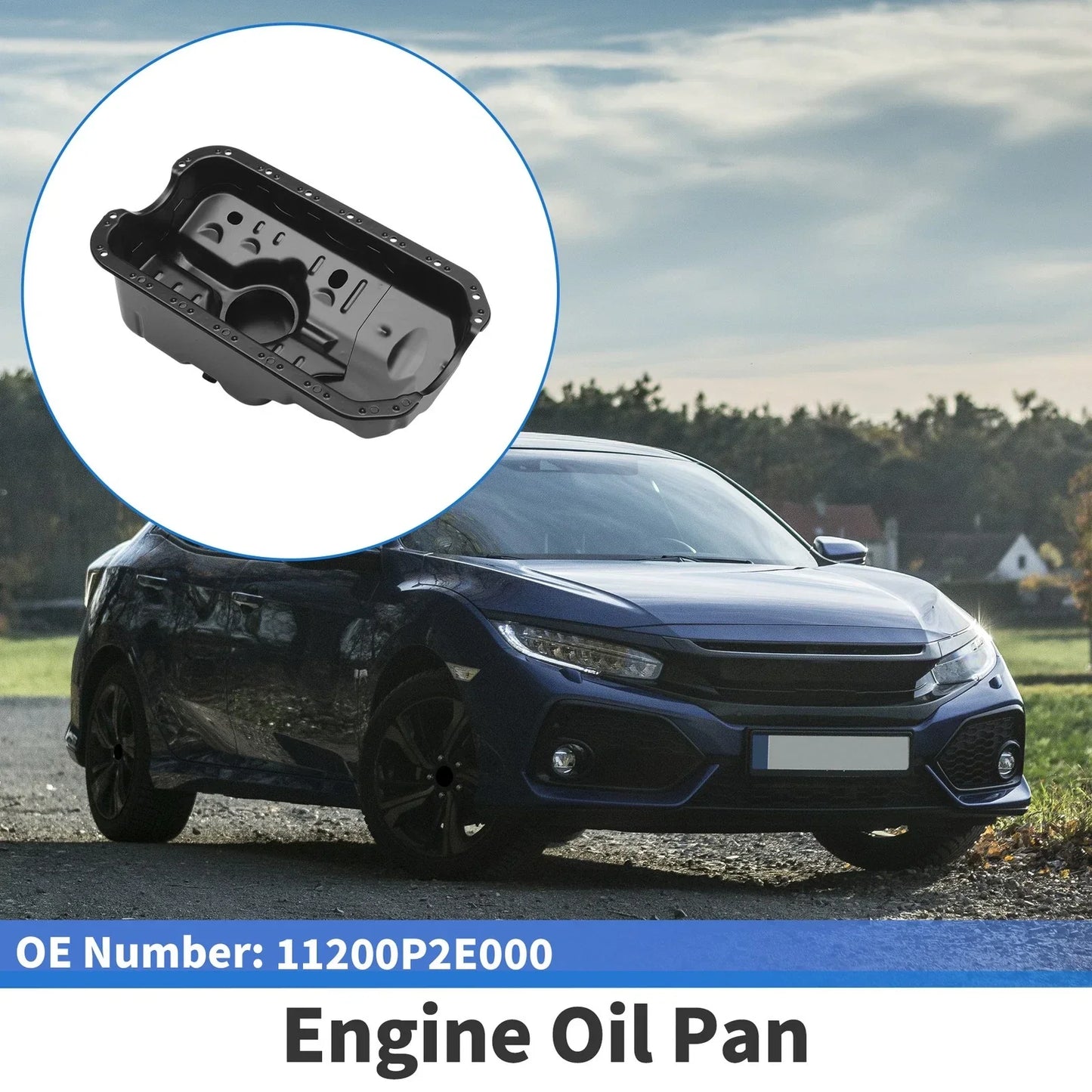 Engine Oil Pan for Honda Civic (1996-2000) - 1 x No.11200P2E000 Iron Black