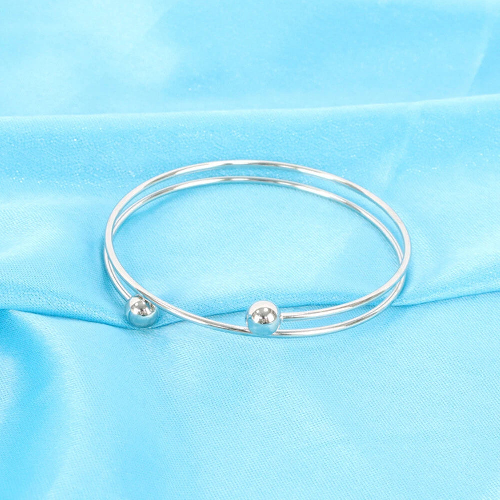 10 x Adjustable Bangle Bracelet Blank Cuff w/ Removable Ball Bead 2.5"