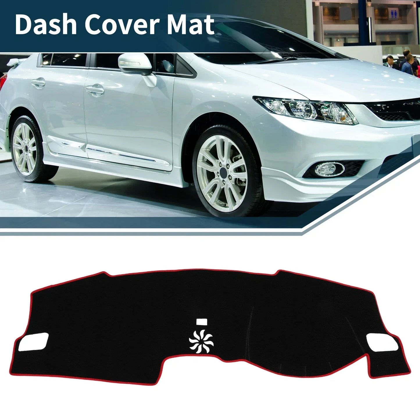 Dashboard Dash Cover Mat for Honda Civic FL5 2022-2024 Sun Protector Pad Black Red