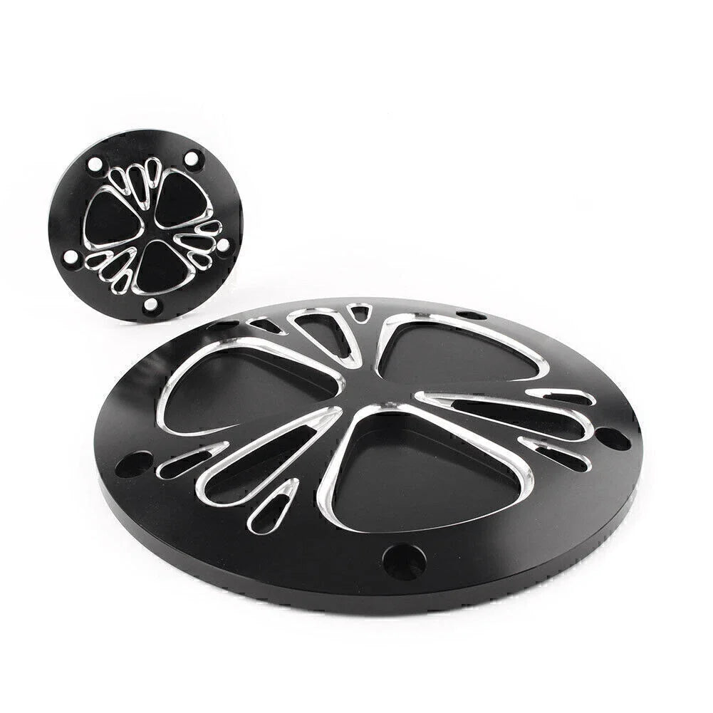 Black Clutch Timer & Point Covers for Harley Dyna, Softail, Sportster