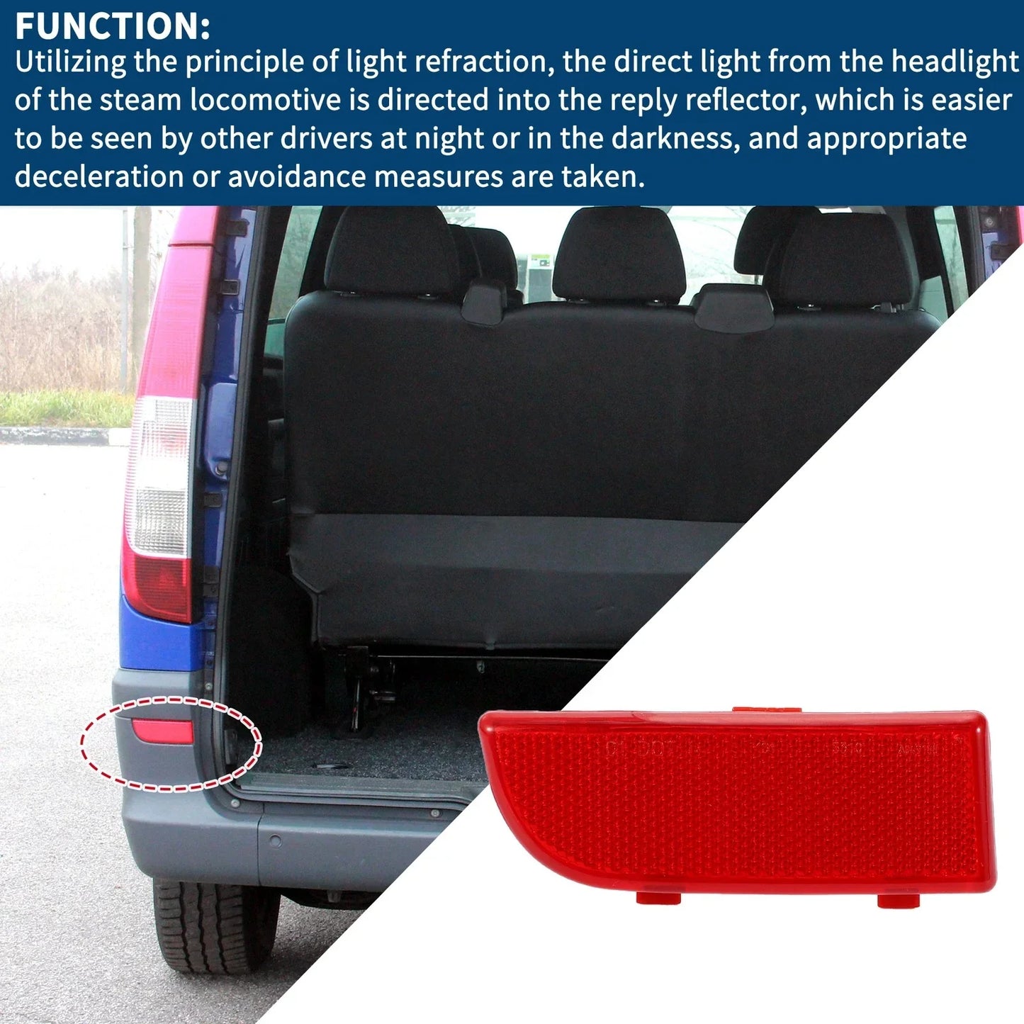 Bumper Reflector for Mercedes-Benz Vito Viano W639 (2003-2014) 1 x Rear Left
