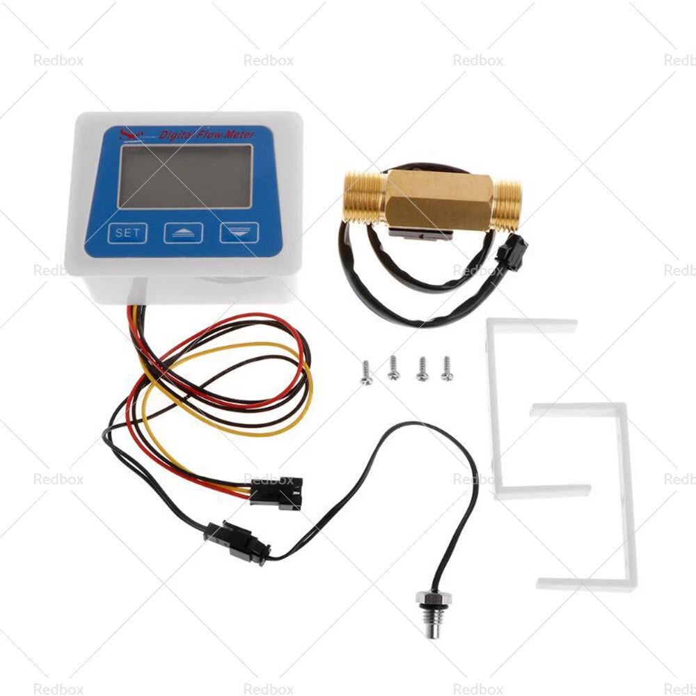 3/4" Digital LED Turbine Gauge Kerosene Fuel Water Flow Meter for Cars