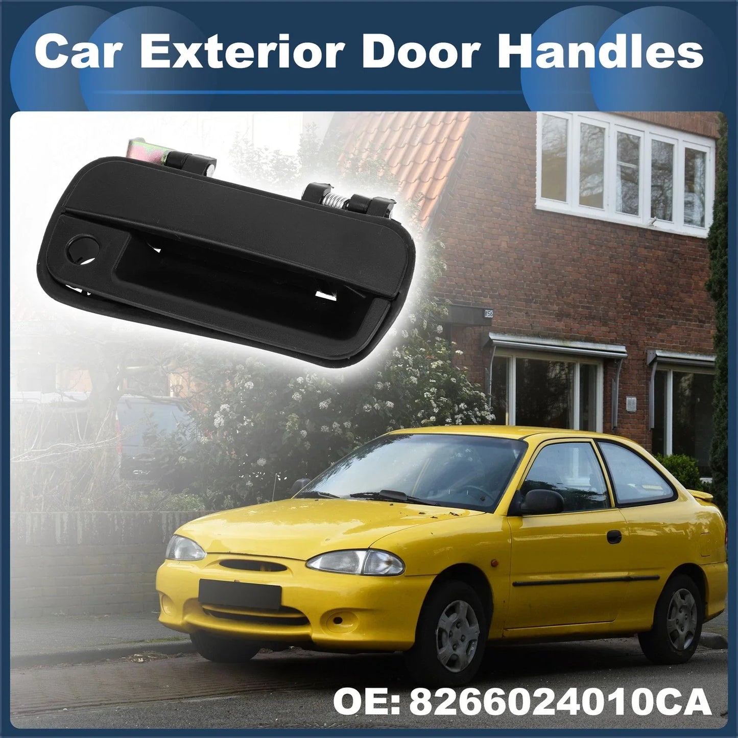 Front Right Exterior Door Handle for Hyundai Excel (1990-1994) - Black, 1 Pcs