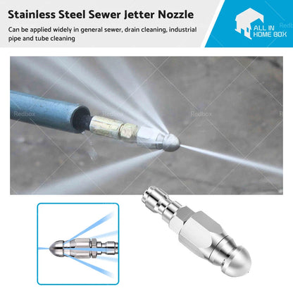 Sewer Jetter Nozzle 1/4" for Pressure Washer - Drain Cleaning