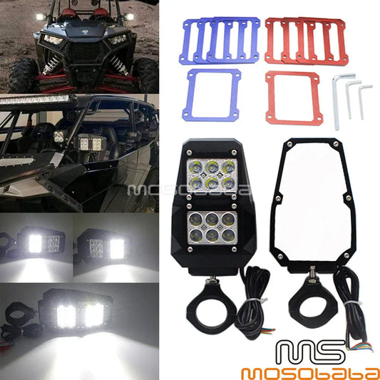 1. Universal 1.75'' or 2'' Roll Bar Side Mirrors w/LED Light for Polaris UTVs