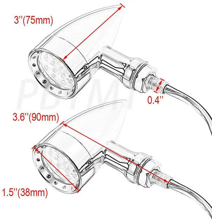 LED Chrome Bullet Amber Turn Signal Lights for Harley XL (2004-2023)