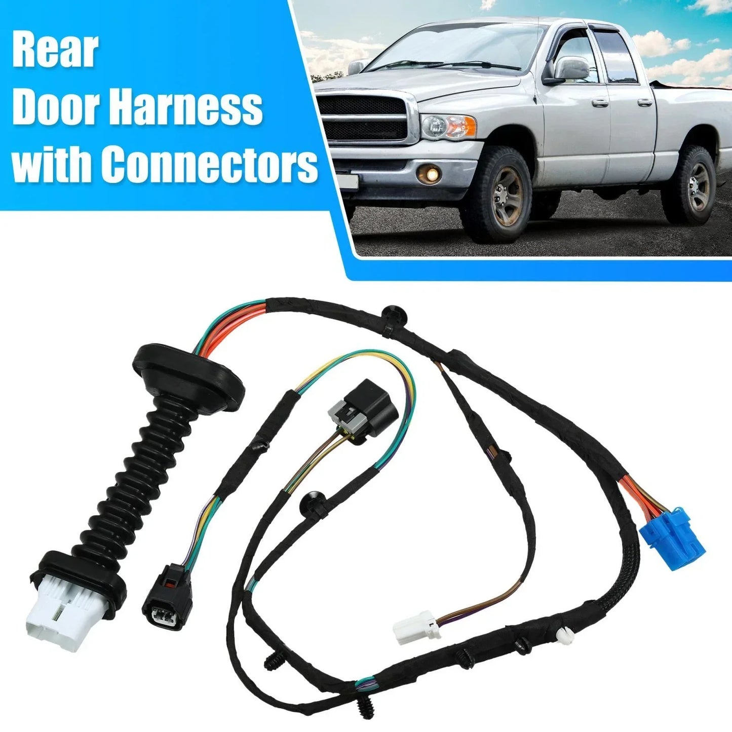 Rear Door Harness with Connector for Dodge RAM 1500 2500 3500 4500 (2010-2023)