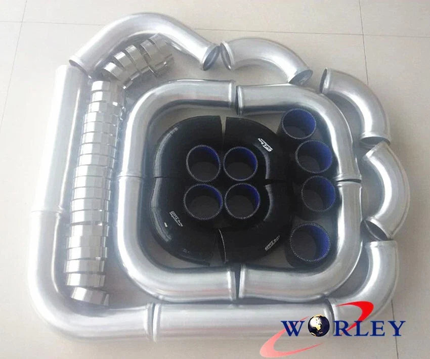 2.25" Black Aluminum Universal Intercooler Turbo Piping for Car
