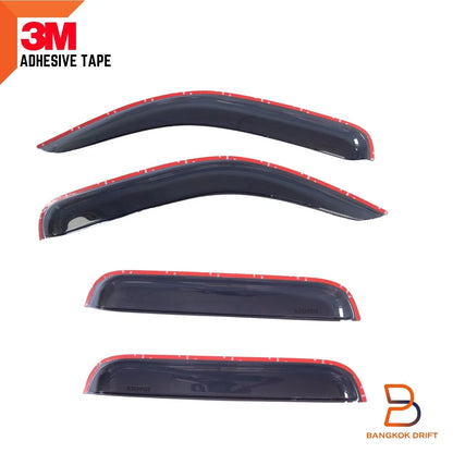 Slim Weathershields Door Visors for Toyota Hilux Dual Cab (1998-2004) Black