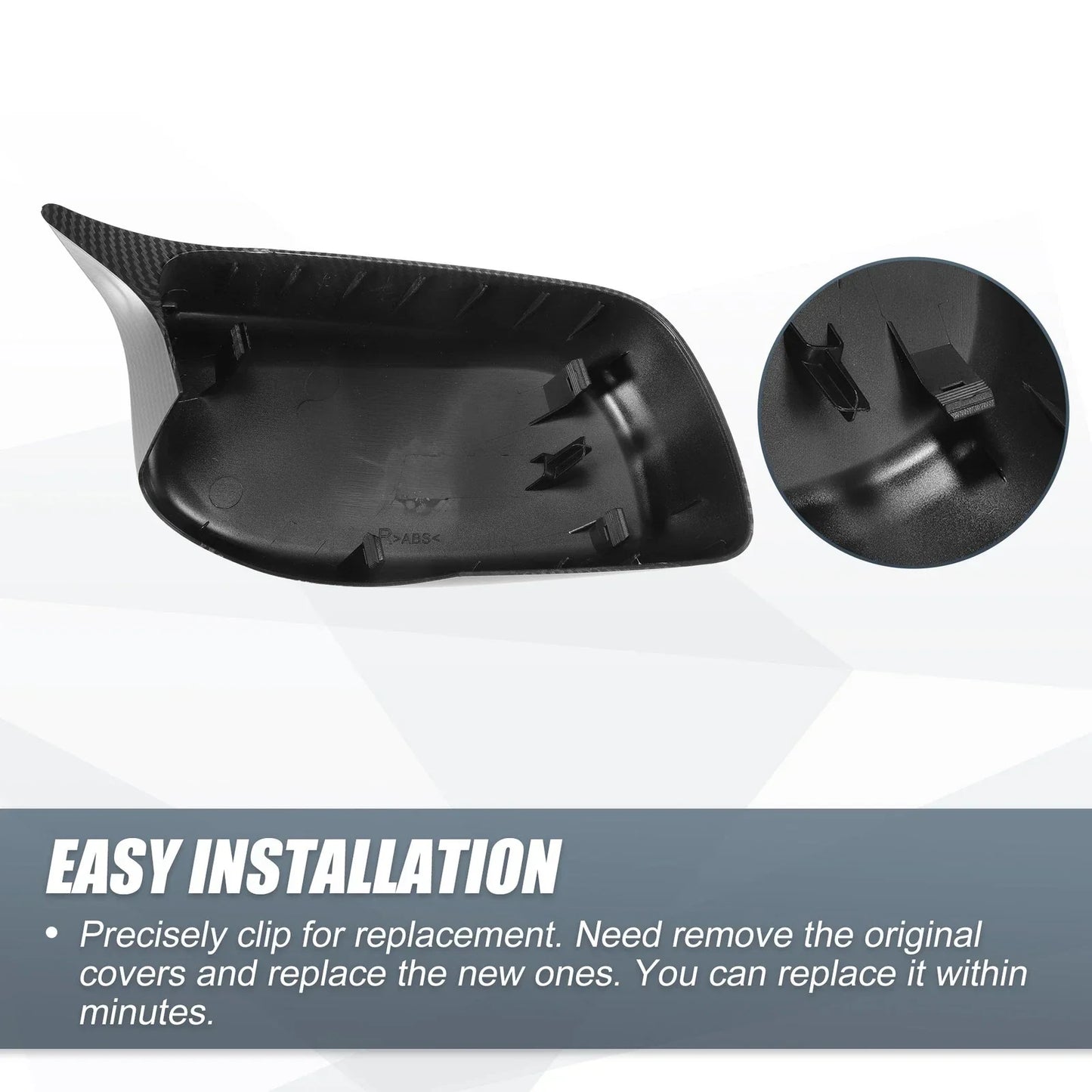 Rearview Mirror Cover Cap Black Carbon Fiber for BMW 5 Series 6 Series
