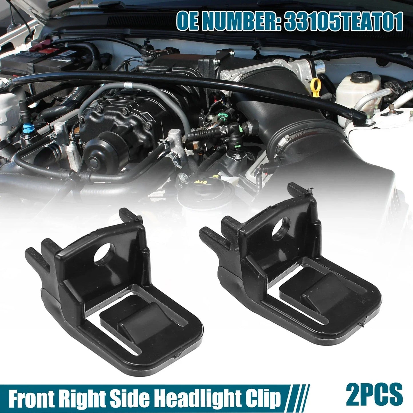2 x Front Right Side Headlight Clips for Honda Civic (2016-2020)