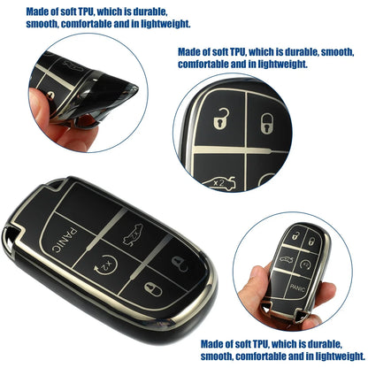 TPU 5 Button Keyless Entry Remote Cover for Dodge Durango (2018-2023) Black