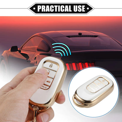 5 x Button Key Fob Shell Covers with Keychain Set for Honda Accord Civic