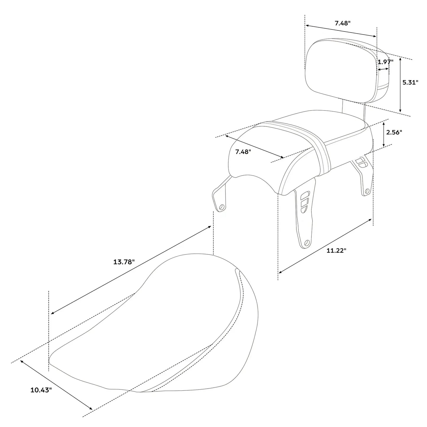 Driver & Passenger Seat Backrest Pad for Indian Scout Bobber (2018-2023)