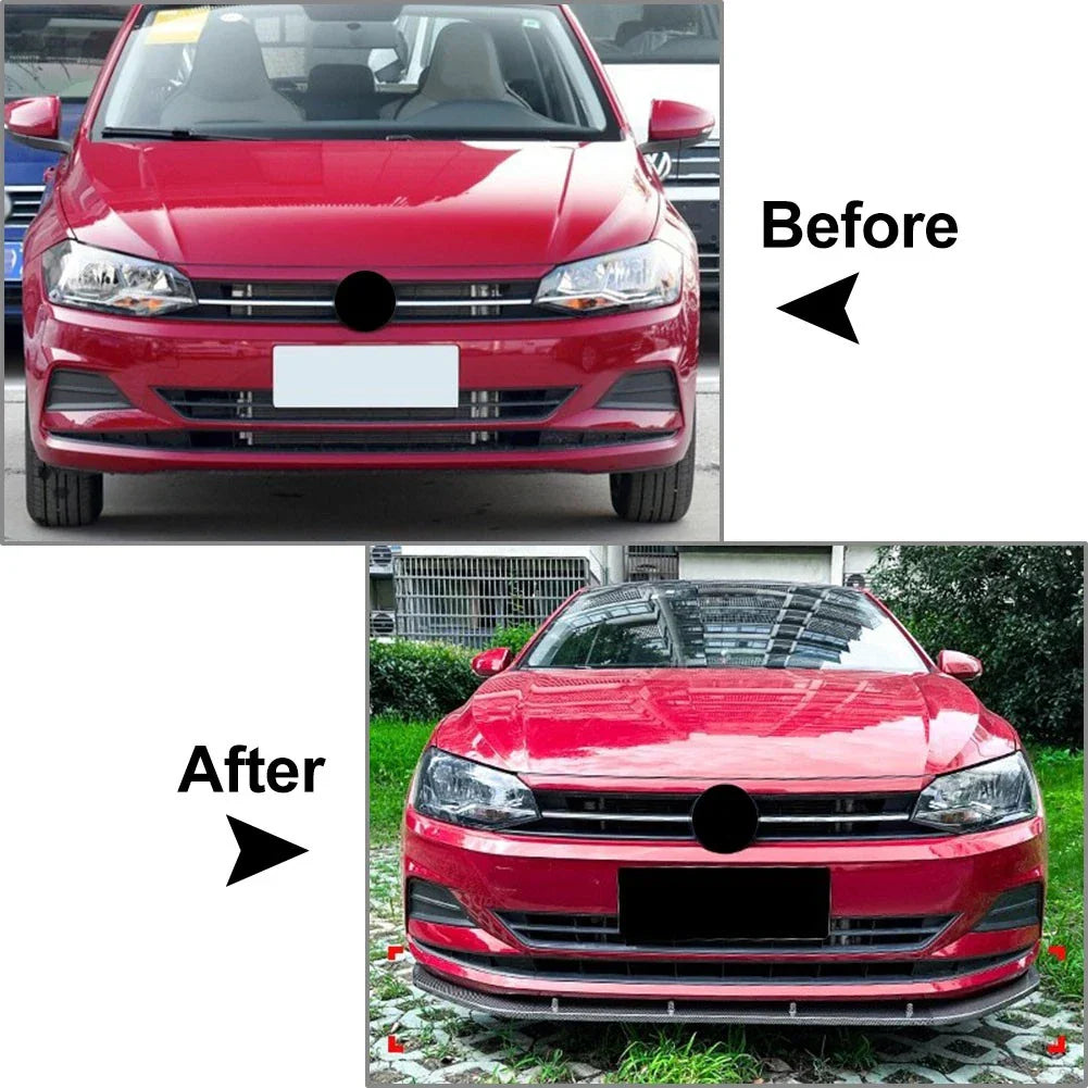Gloss Black Front Bumper Splitter Lip for Volkswagen Polo (2018-2023)