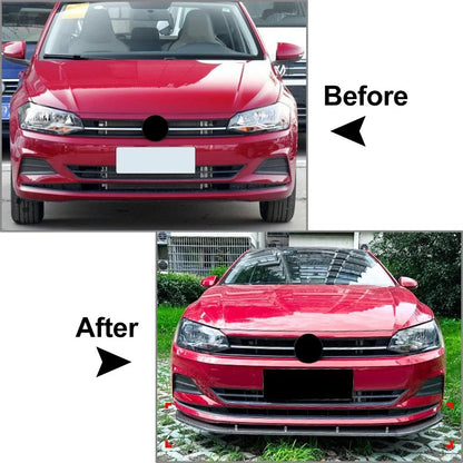 Gloss Black Front Bumper Splitter Lip for Volkswagen Polo (2018-2023)