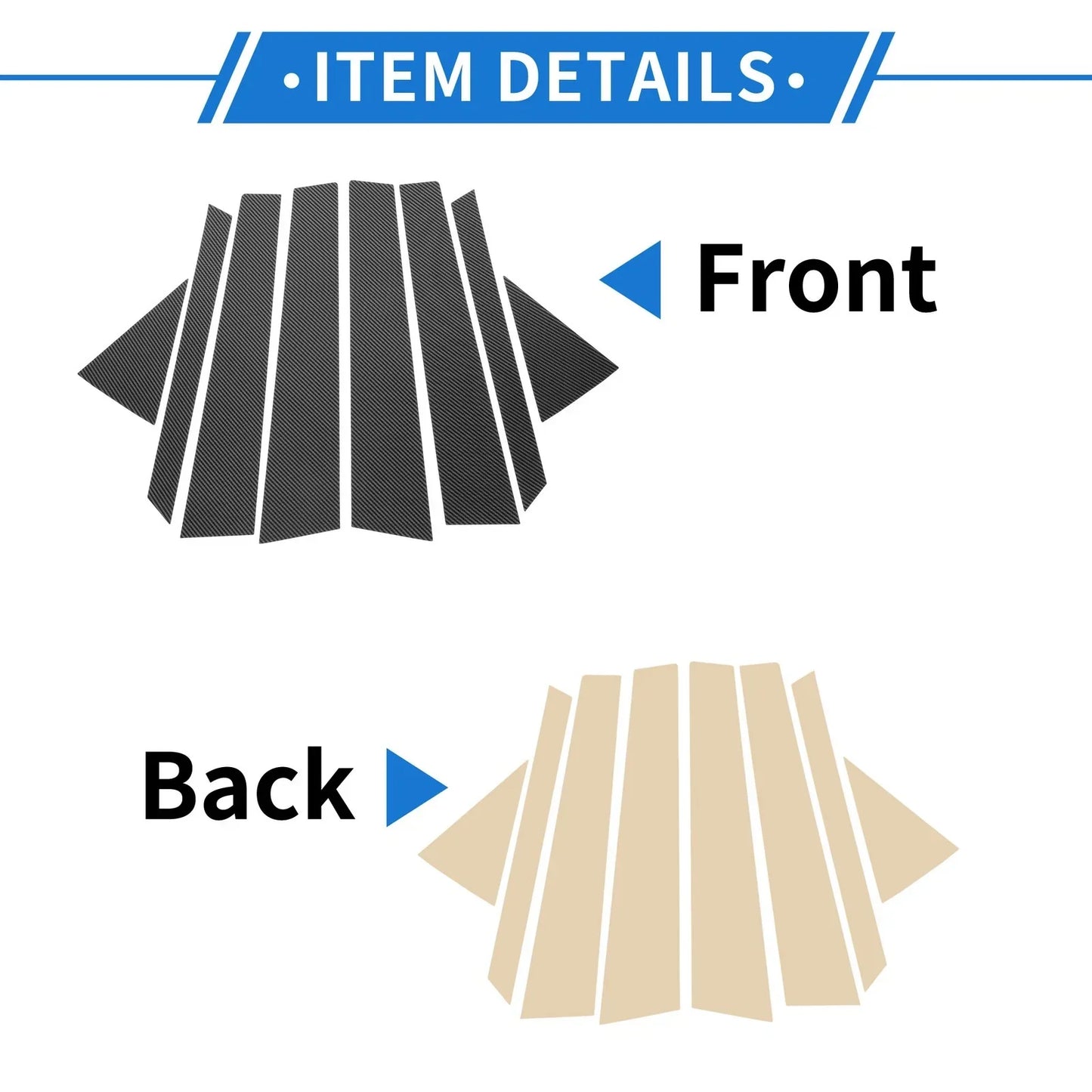 8pcs Door Pillar Window Trim for Hyundai Tucson (2016-2018) Carbon Fiber Black