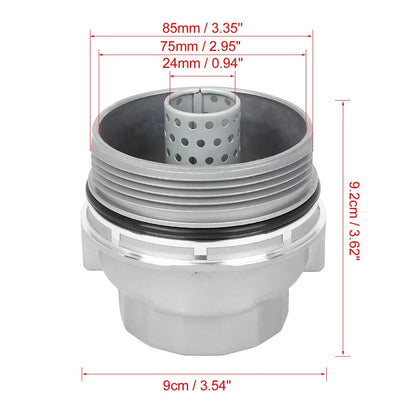 Silver Tone Oil Filter Cap Cover for Lexus Toyota (2000-2023)