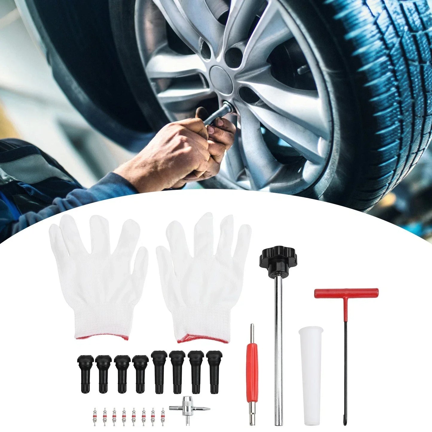 22-Piece Tire Valve Tool Set for Vehicle Maintenance