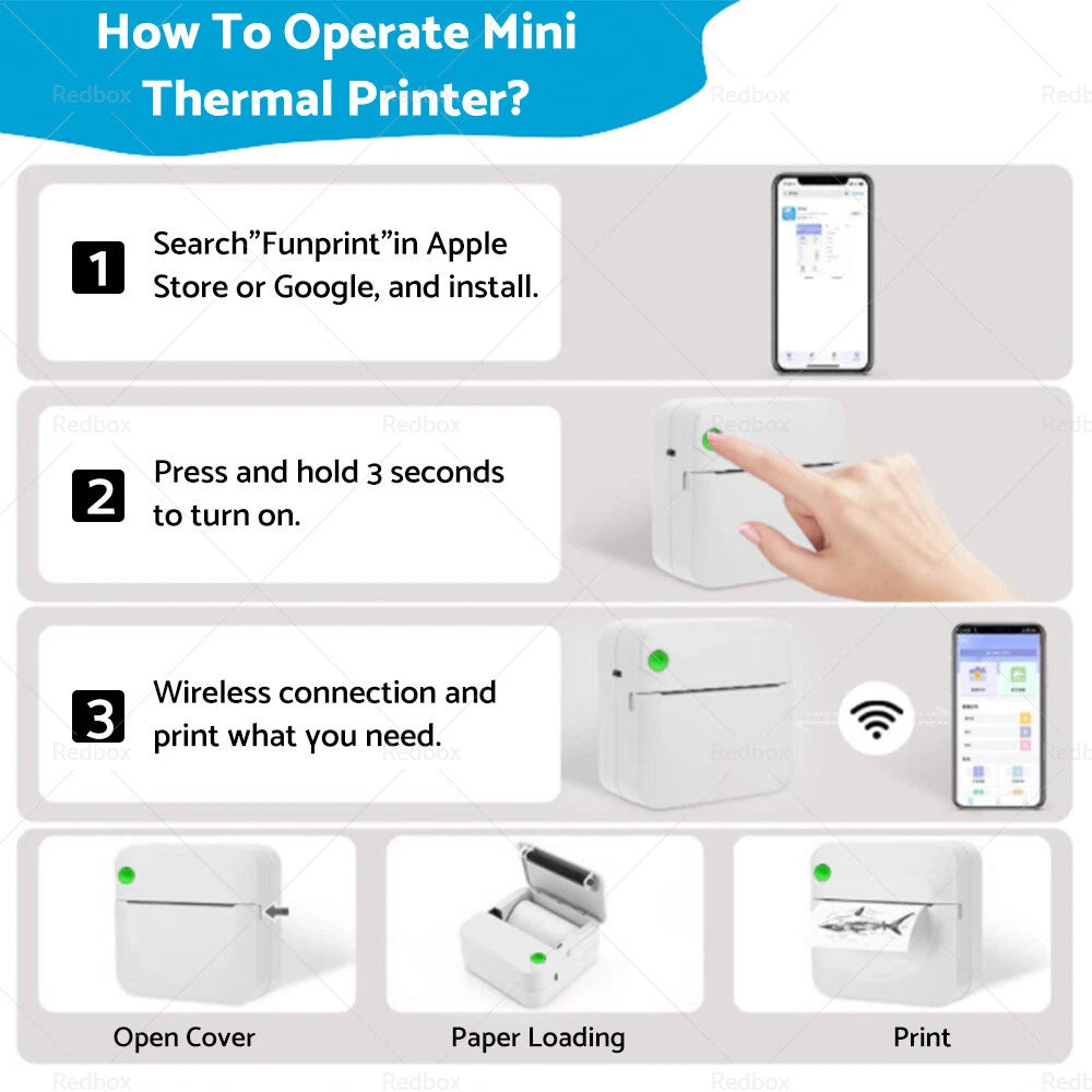 Wireless Mini Photo Printer - Bluetooth Pocket Thermal Inkless Printer